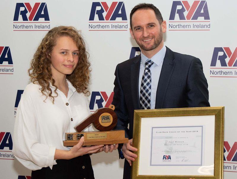 Jess Wilson (Club Race Coach of the Year) with Richard Honeyford, Chief Operating Officer of RYANI - RYANI's Annual Awards ceremony photo copyright RYA NI taken at 