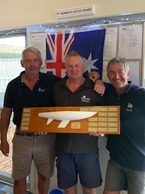 Fisrt Place - (L) Jeff Rose Skipper, Damain Daniels and (R) Fred Haes - 30th Eastern Region International Etcells Championship photo copyright Julie-Anne McPherson taken at Metung Yacht Club