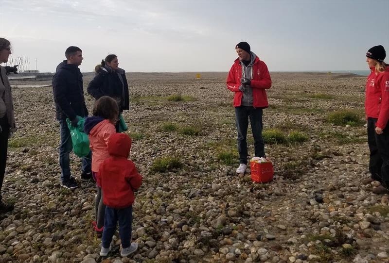 Cleaning a beach with the Surfrider Foundation before the 2019 Transat Jacques Vabre - photo © IMOCA