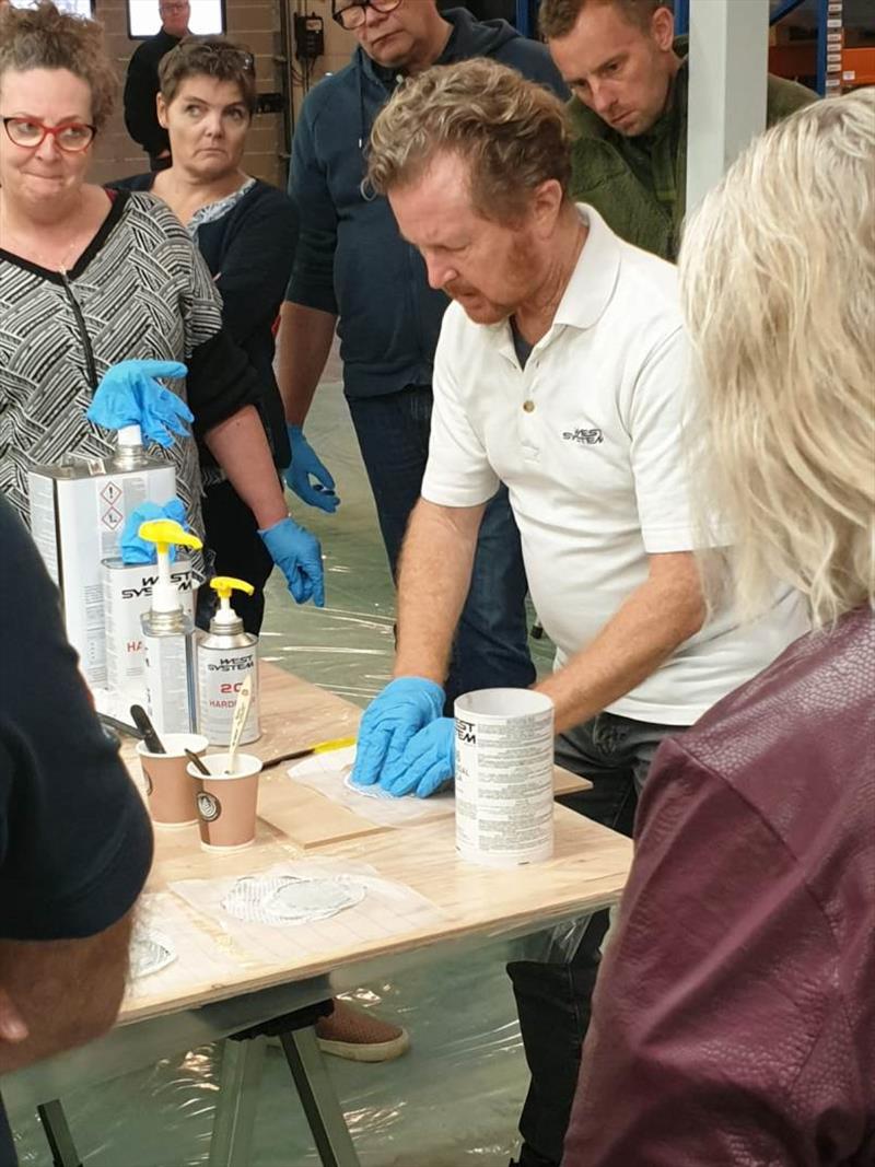 David Johnson running a repair demo with WEST SYSTEM epoxy photo copyright Wessex Resins and Adhesives taken at 