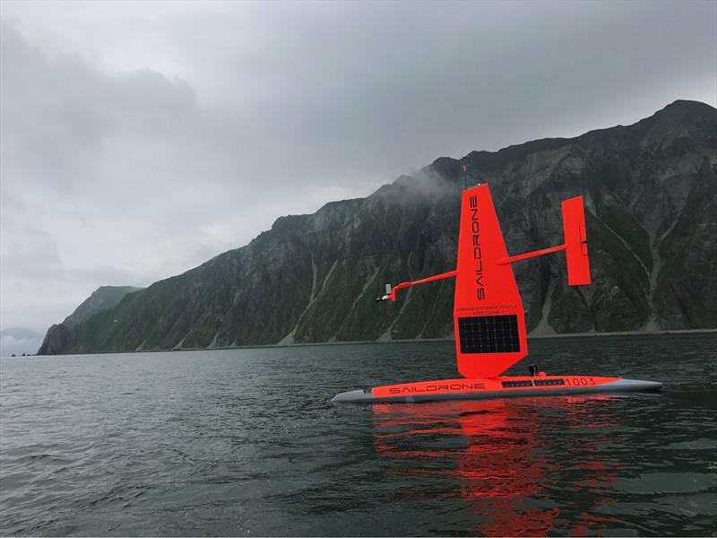 A saildrone sets out from Dutch Harbor, Alaska, to begin work in the Bering Sea which included tracking foraging northern fur seals photo copyright Saildrone Inc taken at 