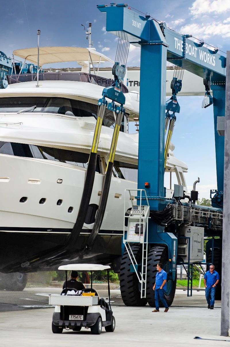 32m Ferretti 300 tonne lift - photo © The Boat Works