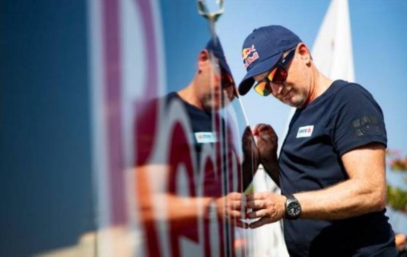 Double olympic gold medalist Roman Hagara of Austria and Red Bull Sailing Team seen during the GC32 foiling catamaran setup in Mussanah, Oman on Ferbruary 24, 2020 - photo © Samo Vidic for Red Bull Content Pool