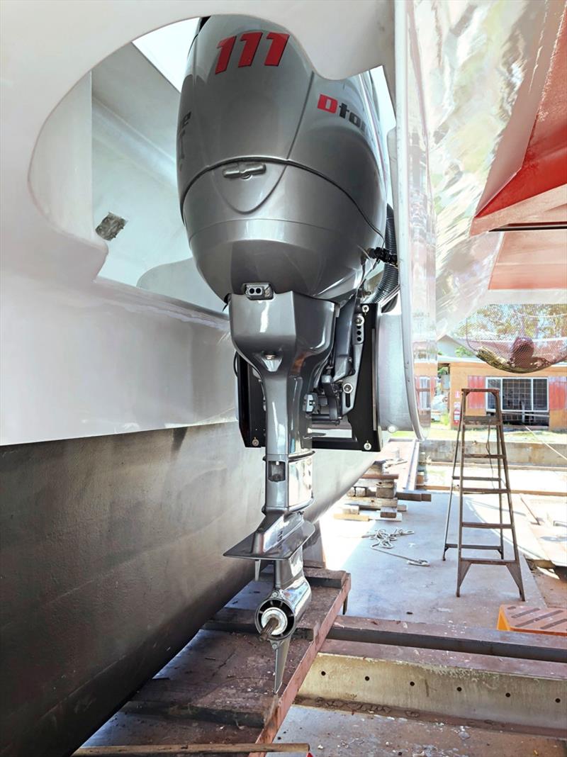 One of the Yanmar Neander Dtorque diesel outboards mounted mid-hull on sailing catamaran X-IT photo copyright Yanmar Marine taken at 