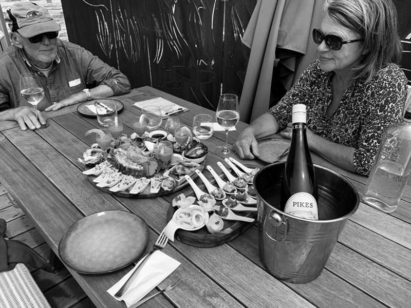 We had a lovely seafood lunch at local cafe Oyster HQ, which I highly recommend! photo copyright Wooden Boat Shop taken at 