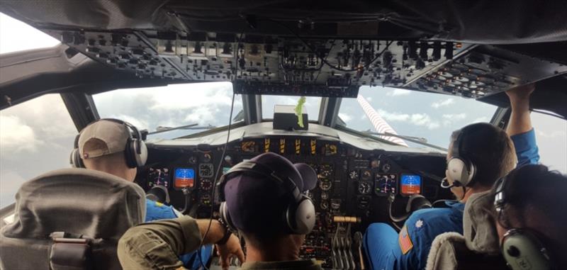The flight deck of NOAA Lockheed WP-3D Orion N42RF during a flight into Hurricane Harvey photo copyright noaa.gov taken at 
