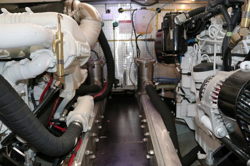 Meticulously organised engine bay complete with stainless steel bedding ...