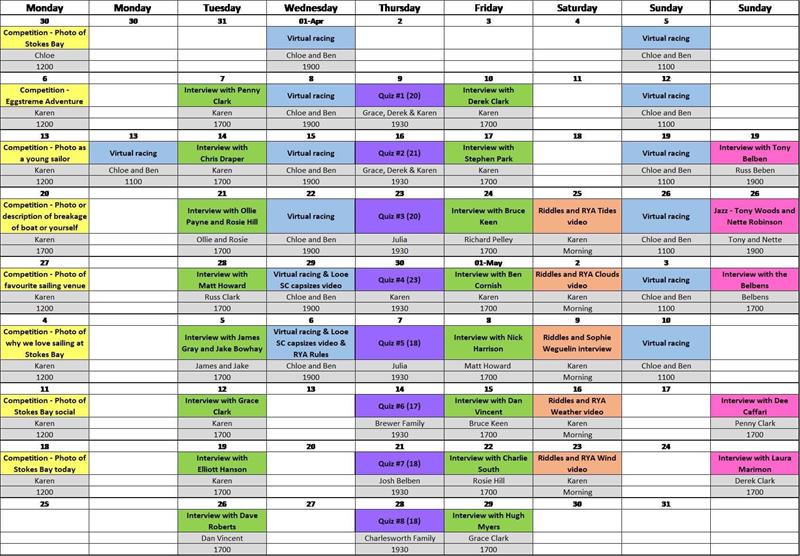 Stokes Bay Sailing Club lockdown programme - photo © SBSC
