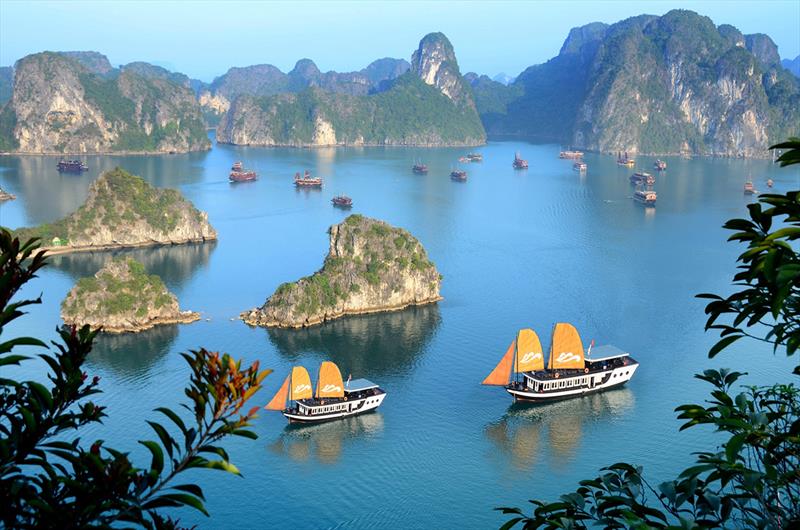 One of the many luxury boats that will take you on a tour of stunning Ha Long Bay - photo © Clipper Race