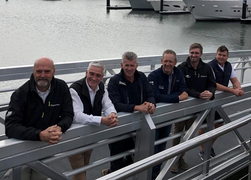 From left to right: Phil Chandler (GM Maritimo), Stephen Milne (Riviera- B&C Director), Scott Davis (Sales Manager - Princess Yachts AUS), Johan Hasser (GM Mulpha Events), Tom Barry-Cotter (Brand Director - Maritimo), Mark Western (MD - Horizon Yacht AUS) photo copyright Sanctuary Cove Media taken at 