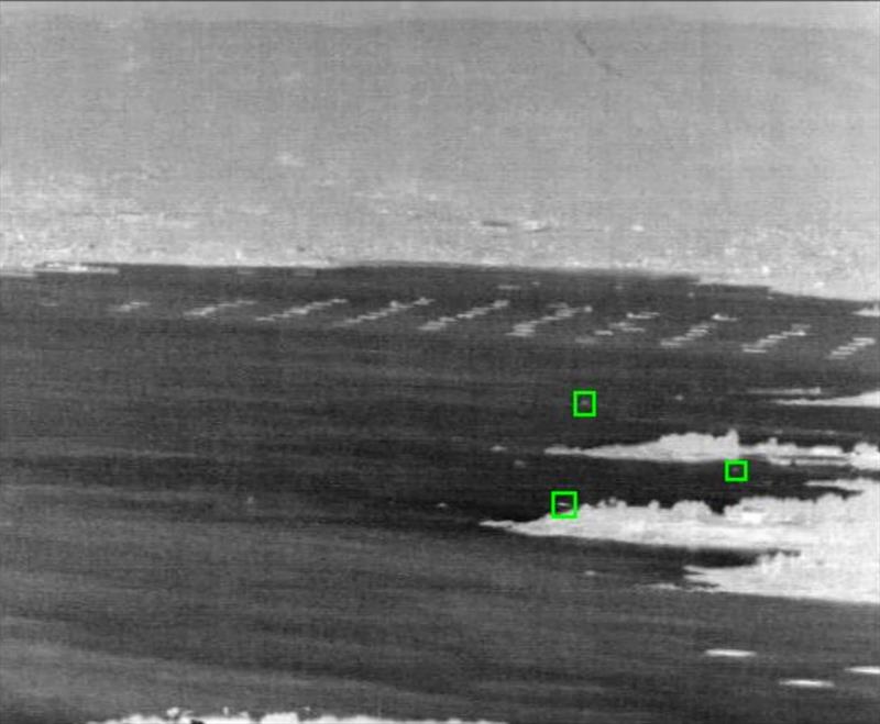 Thermal cameras can detect objects and people despite adverse maritime conditions, such as high waves, low contrast, or the presence of distractors, such as birds and vessel wakes photo copyright FLIR Systems taken at 
