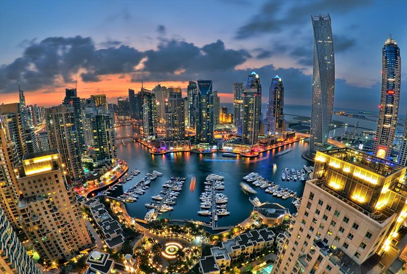 Dubai Marina skyline in the evening, which is called new Dubai photo copyright Naufal MQ taken at 