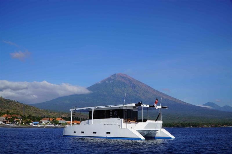 Aquanima 40 - at anchor under Mount Agung photo copyright Azura Marine taken at 