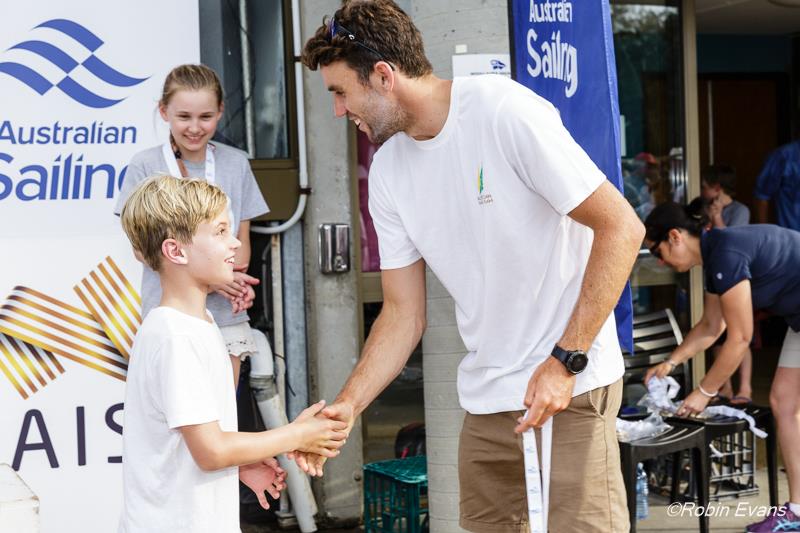 Jason Waterhouse with Youth Championships medallist photo copyright Robin Evans taken at Australian Sailing