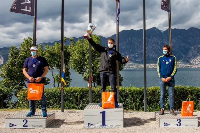 Top three - International Finn Cup XVII Andrea Menoni Trophy photo copyright Robert Deaves taken at Fraglia Vela Malcesine