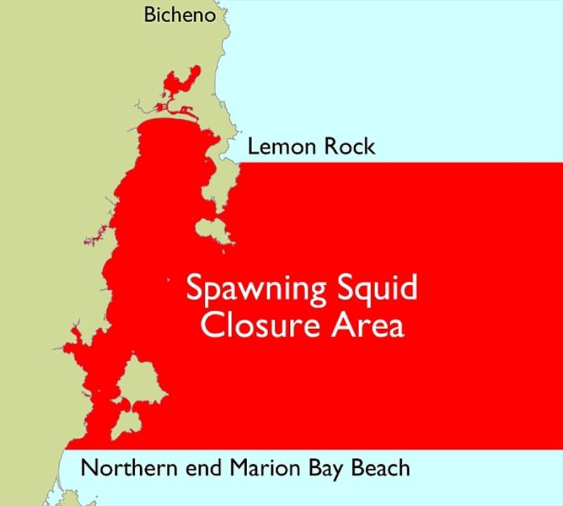 East Coast calamari and squid closure area map photo copyright DPIPWE Fishing taken at 