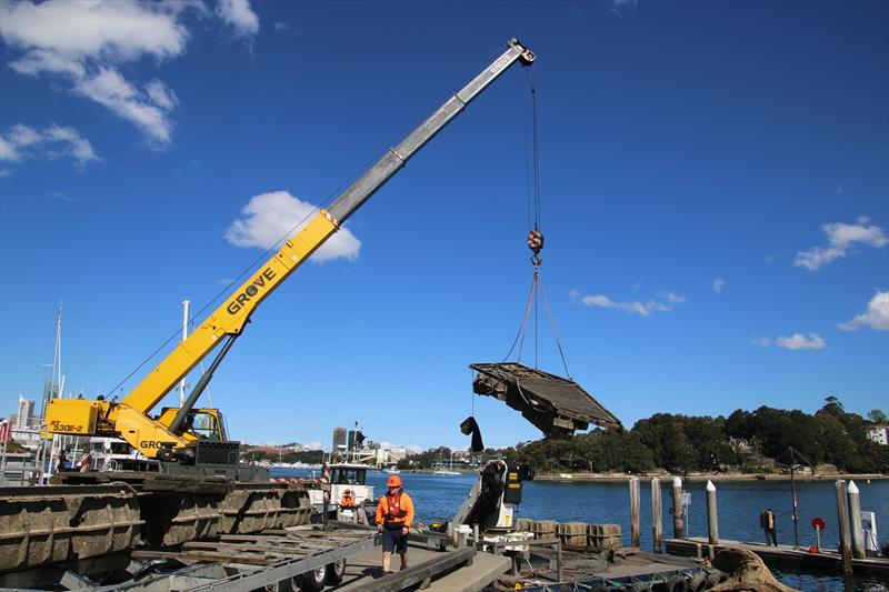 Maritime Staff Unloading Pontoons at Rozelle - photo © NSW Maritime