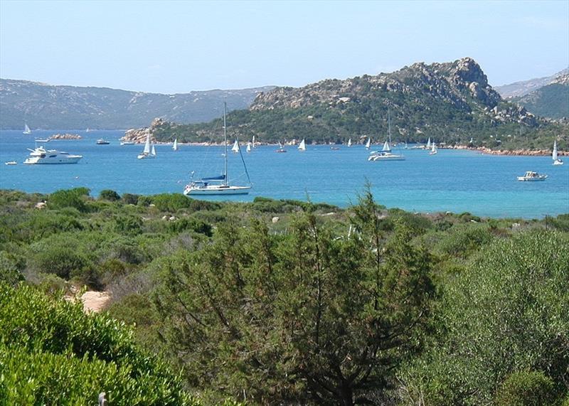 Sheltering off Isola Caprera looking south at Sardinia - photo © Hugh & Heather Bacon