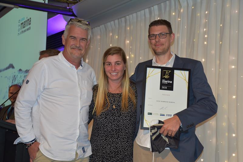 Tony Sparks (left) and Mike Keown (right) of Gulf Harbour Marina with Bianca Cook (centre) of NZ Ocean Racing photo copyright NZMOA taken at 