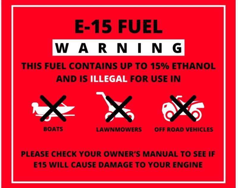 E15 warning label prototype photo copyright NMMA taken at 