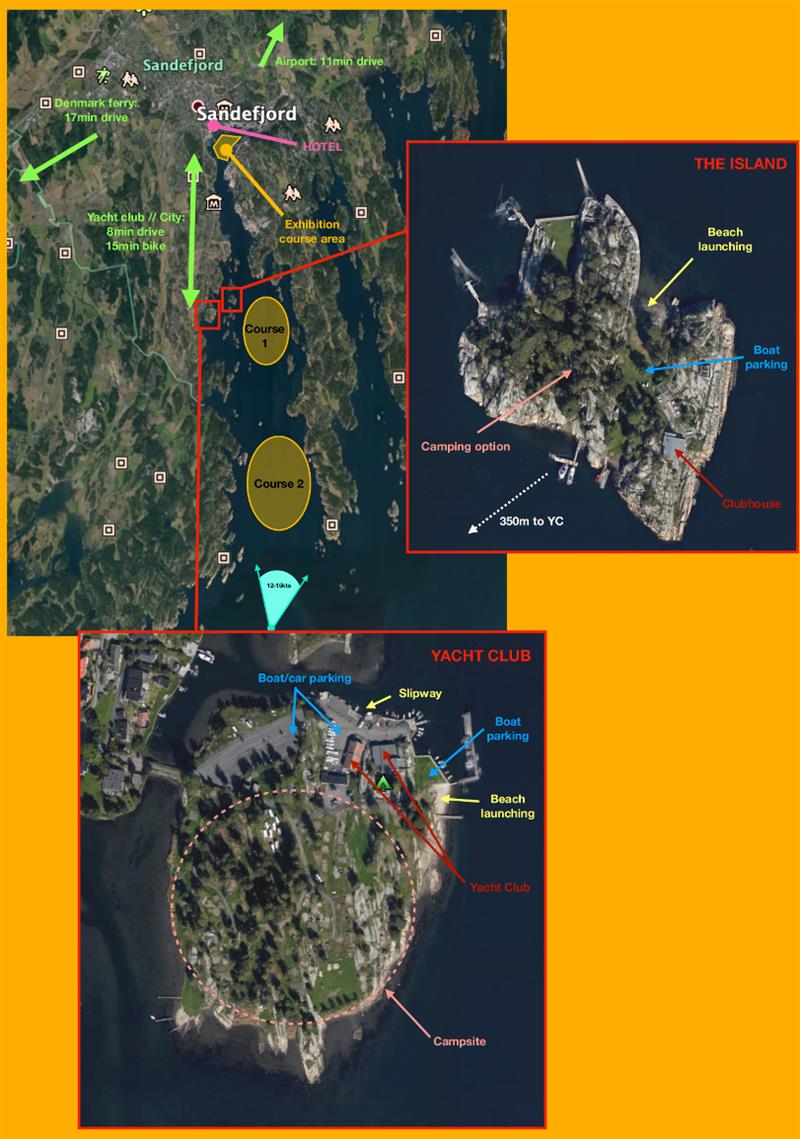 Site map of the Sandefjord Seilforening plus course areas photo copyright Marc Ablett taken at Sandefjord Seilforening