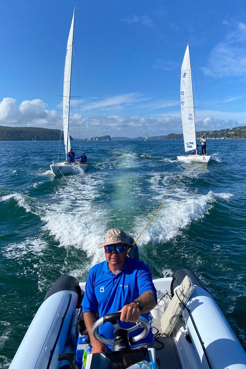 It copes well with towing two Etchells yachts up and down the New South Wales coast.  Anthony is pictured at the helm photo copyright Anthony Nossiter/Salthouse Boats taken at 