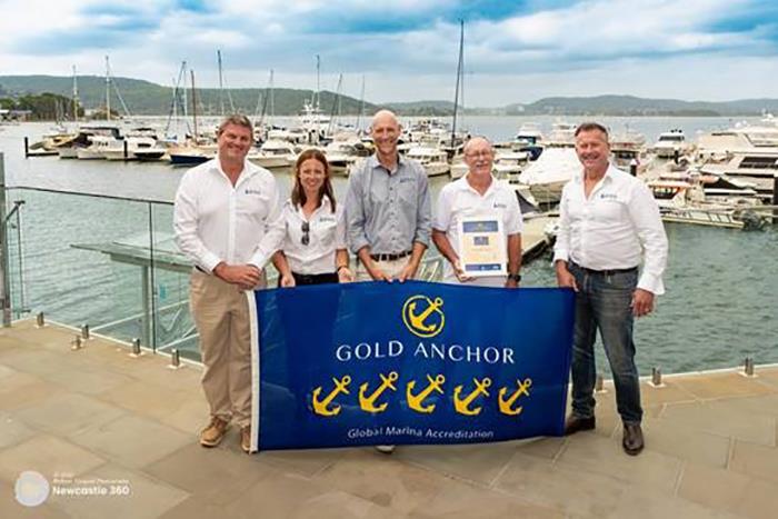 David Randall, General Manager, Chloe Duroy, Dockmaster, Fraser Vickers, Dockmaster, Wally Trevathen, Marina Supervisor, Les Binkin, Owner Koolewong & Marmong Point Marinas photo copyright Marina Industries Association taken at 