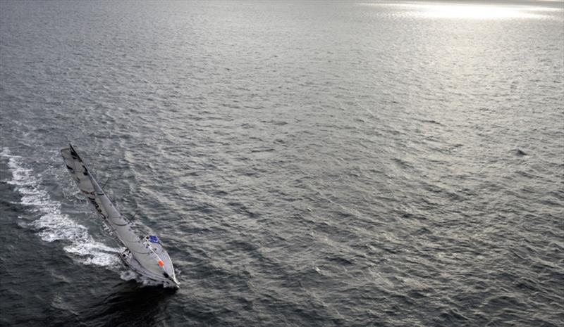 Italian skipper Marco Nannini sails on his `Unicredit` monohull on October 21, 2010, off the coast of Saint Malo, western France in preparation for the 9th Route du Rhum sailing race to start on October 31, 2010 photo copyright Damien Meyer taken at 