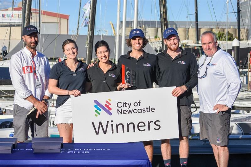The Royal Yacht Club of Tasmania team of Chloe Fisher, Alice Buchanan, Charlie Zeeman and Sam King – with SCL Director Mark Turnbull and NCYC General Manager Paul O'Rourke - photo © Down Under Sail