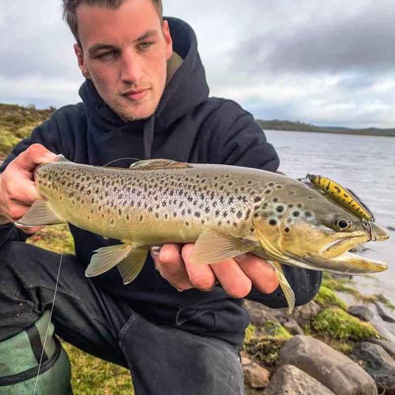 Aden Body with a Western Lakes Brown trout photo copyright Carl Hyland taken at 