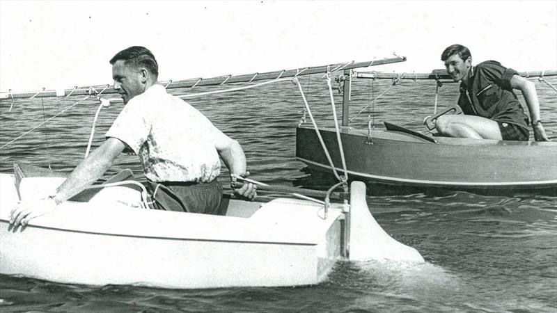 Graham Mander (ahead and to windward and nearest the camera) with Bret de Thier, in 1970 in the Fathers day P class race at the Mt Pleasant Yacht Club. - photo © Mander Family Archives