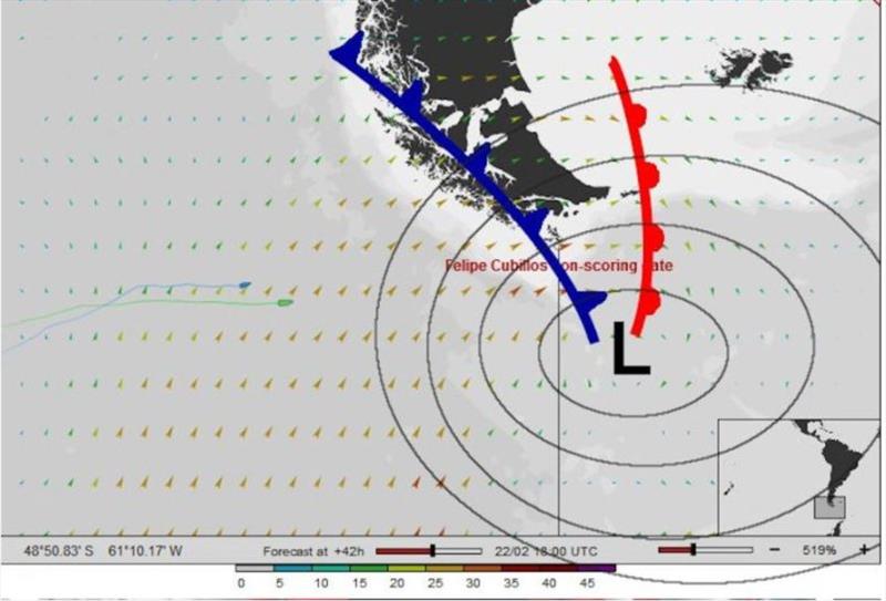 Cape Horn - Cold Front - 42 hours from impact - photo © Global Solo Challenge