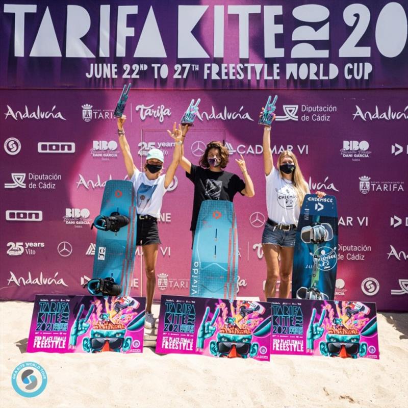 Women's podium - GKA Freestyle World Cup Tarifa 2021 - photo © Samuel Cardenas