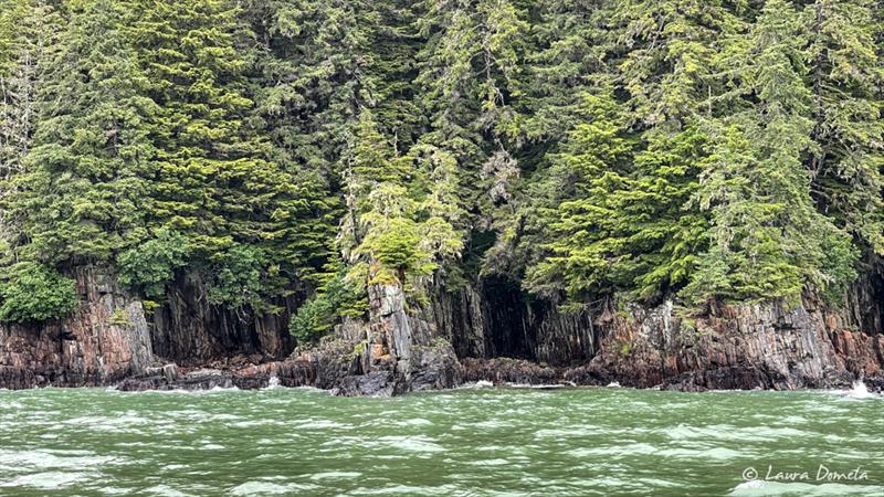 Cool rock formations at the entrance to Taku Harbor - Slowboat Flotilla to Alaska Day 33 - photo © Laura Domela