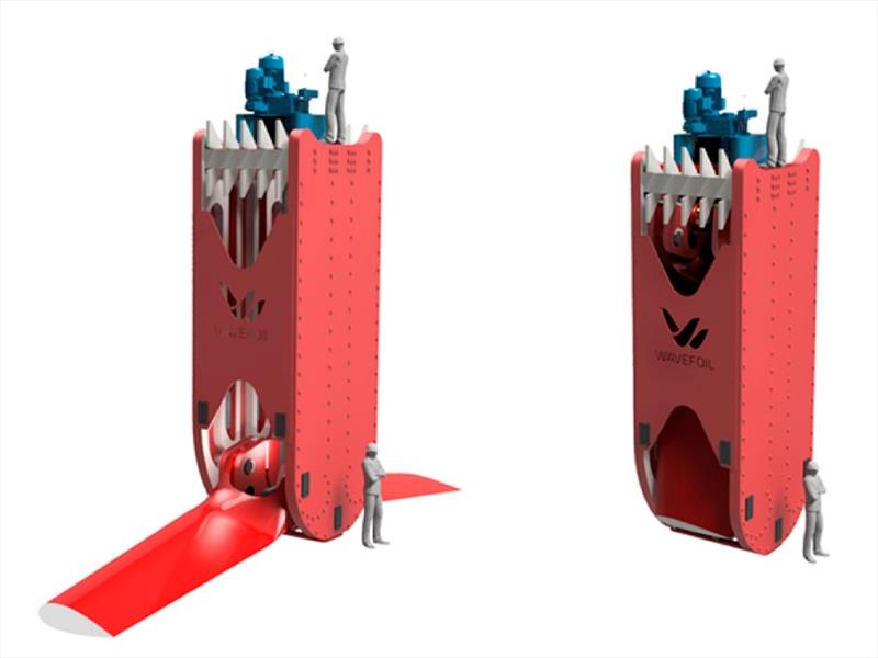Illustration of Wavefoil s WF5910 retractable foil module - photo © ÉireComposites