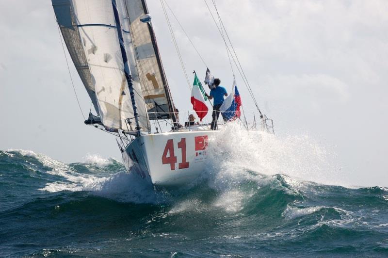 Crossing the finish line at the Global Ocean Race - photo © Global Solo Challenge