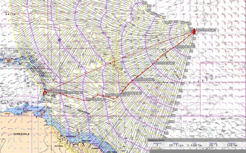 Isochrones and the optimal route - photo © Global Solo Challenge