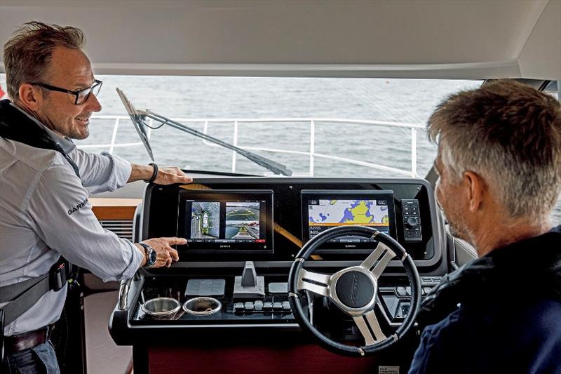 Pontus Fernstrom EMEA Marine Segment Director at Garmin and Anders Thorin, Product Manager Electronics at VolvoPenta, demonstrating the powerful pairing photo copyright Volvo Penta taken at 