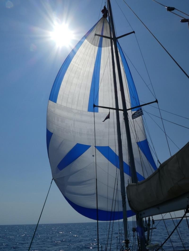 Flying the spinnaker for the first time on Red Roo photo copyright SV Red Roo taken at 