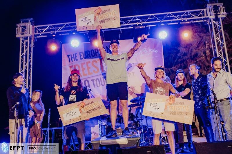 Men's podium. From left to right: Jacopo Testa, Amado Vrieswijk and Yentel Caers - EFPT Theologos 2021 - photo © PROtography Official