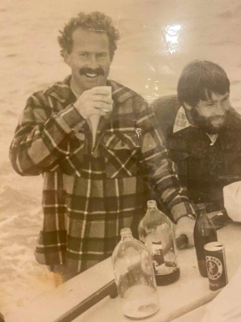 Jack Lloyd (left) and Ian Mason enjoying a beverage after watching the start of a Noumea race  about 1984 photo copyright OYC Archives taken at 