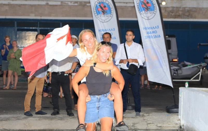 As if crews don't work hard enough during the week... Georgia carries Antonia onto the podium, literally photo copyright Nikos Pantis taken at 