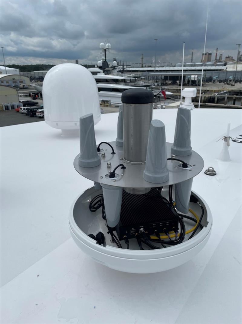 Showing the inside of a MIMO Dome, including Celerway's router at the base of the dome photo copyright MIMO Connect taken at 