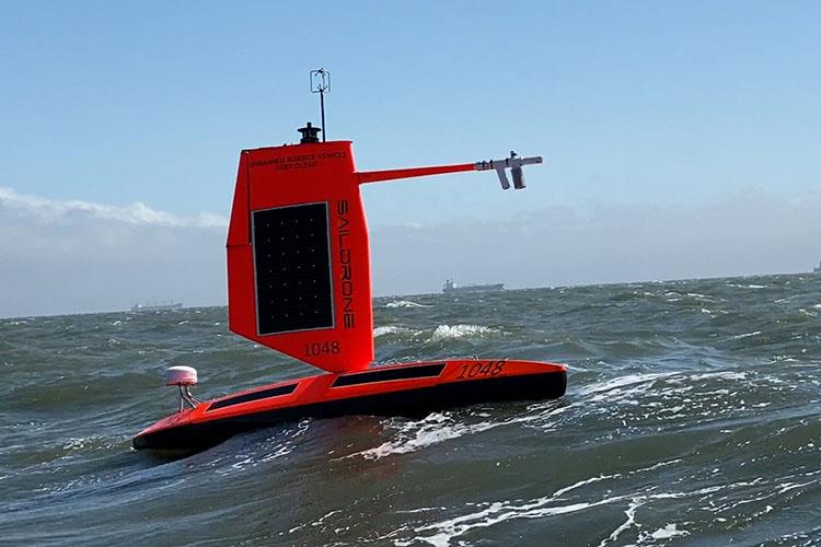 A Saildrone Explorer with a `hurricane wing` during testing in San Francisco Bay. - photo © Saildrone