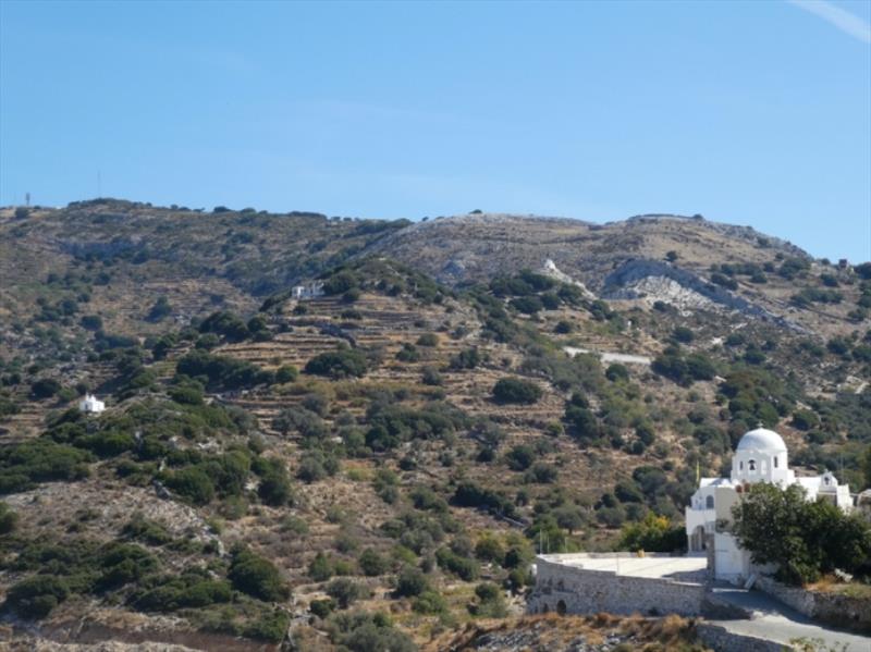 Four churches in this picture alone in the hills of Naxos photo copyright Red Roo taken at 