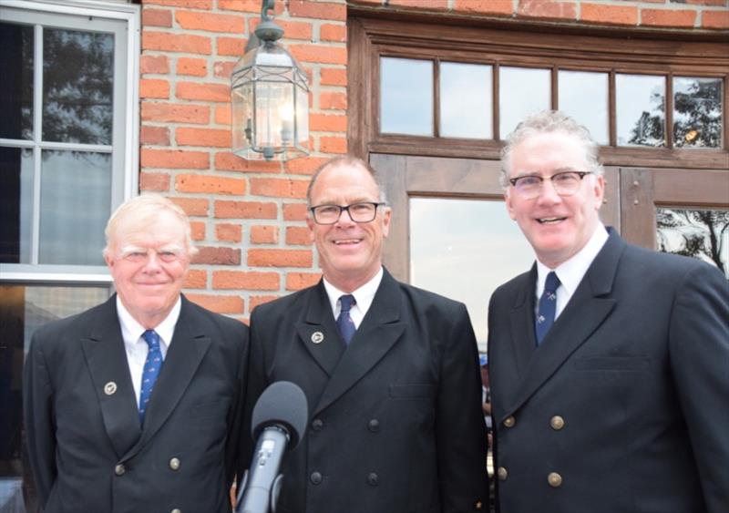 Pictured from left to right: South Course PRO AYC Commodore Nicholas S. Everett, AYC Commodore Thomas R. Blackwell and East Course PRO David Barton - photo © American Yacht Club