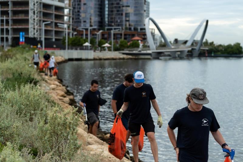 Sailors participate in a Beach Clean Up with River Guardians and Keep Australia Beautiful as part of the City of Perth Festival of Sail photo copyright Drew Malcolm taken at 