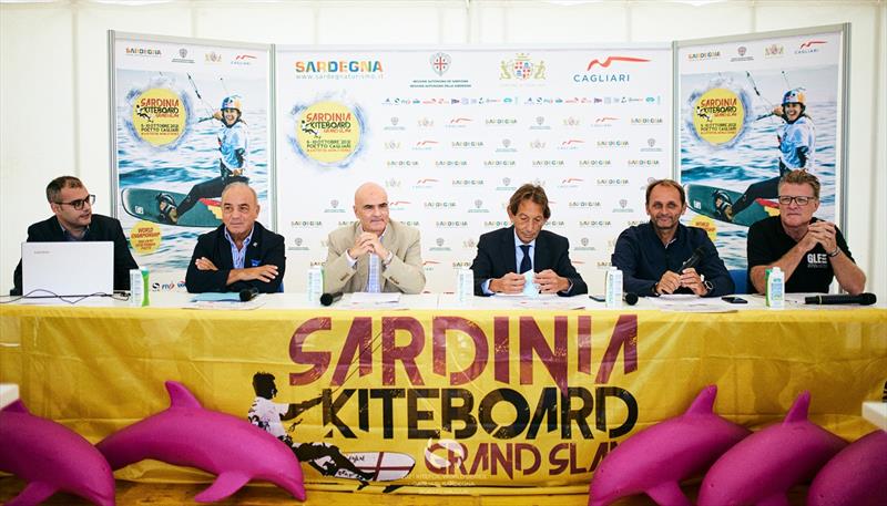 The speakers table of Sardinia Grand Slam's press conference photo copyright IKA Media / Markus Hadjuk taken at 