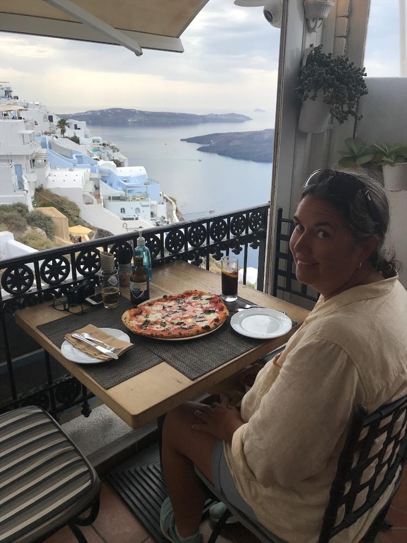 Lunch with a view at Santorini photo copyright SV Red Roo taken at 
