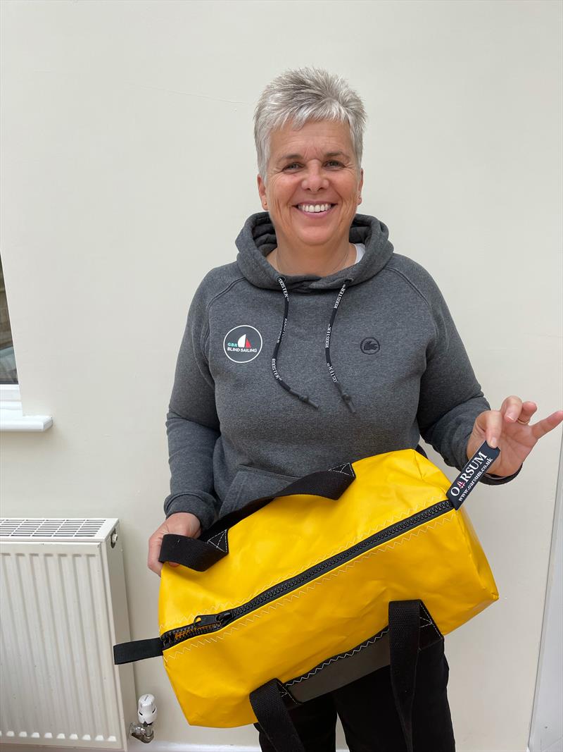 Blind Sailing Nationals: Judy Griffiths's amazing Oarsum sailing bags photo copyright Blind Sailing taken at South Cerney Sailing Club